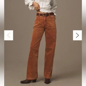 OAK + FORT Beige Corduroy High Rise Straight Leg Cropped Pants Size Small